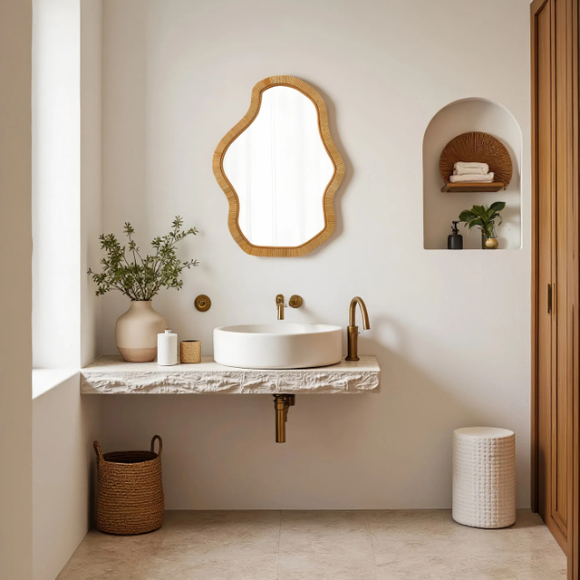 Rattan Mirror Decor Bathroom Boho Mirror 24