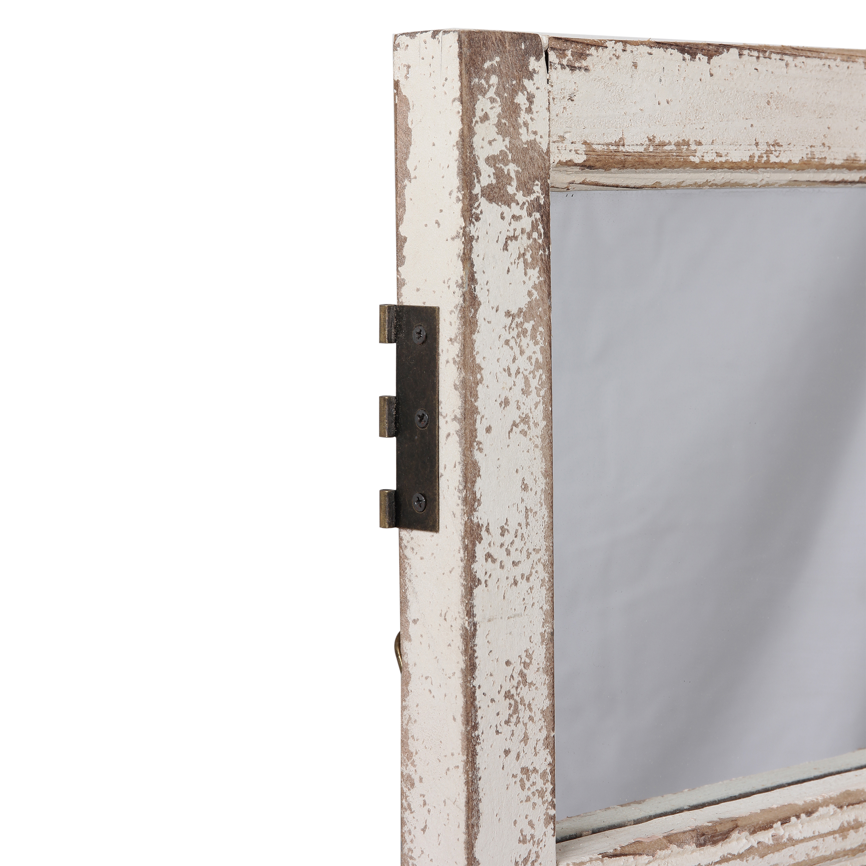 Handmade Wooden Hanging Distressed White Rustic Window Mirrors for Wall Decor