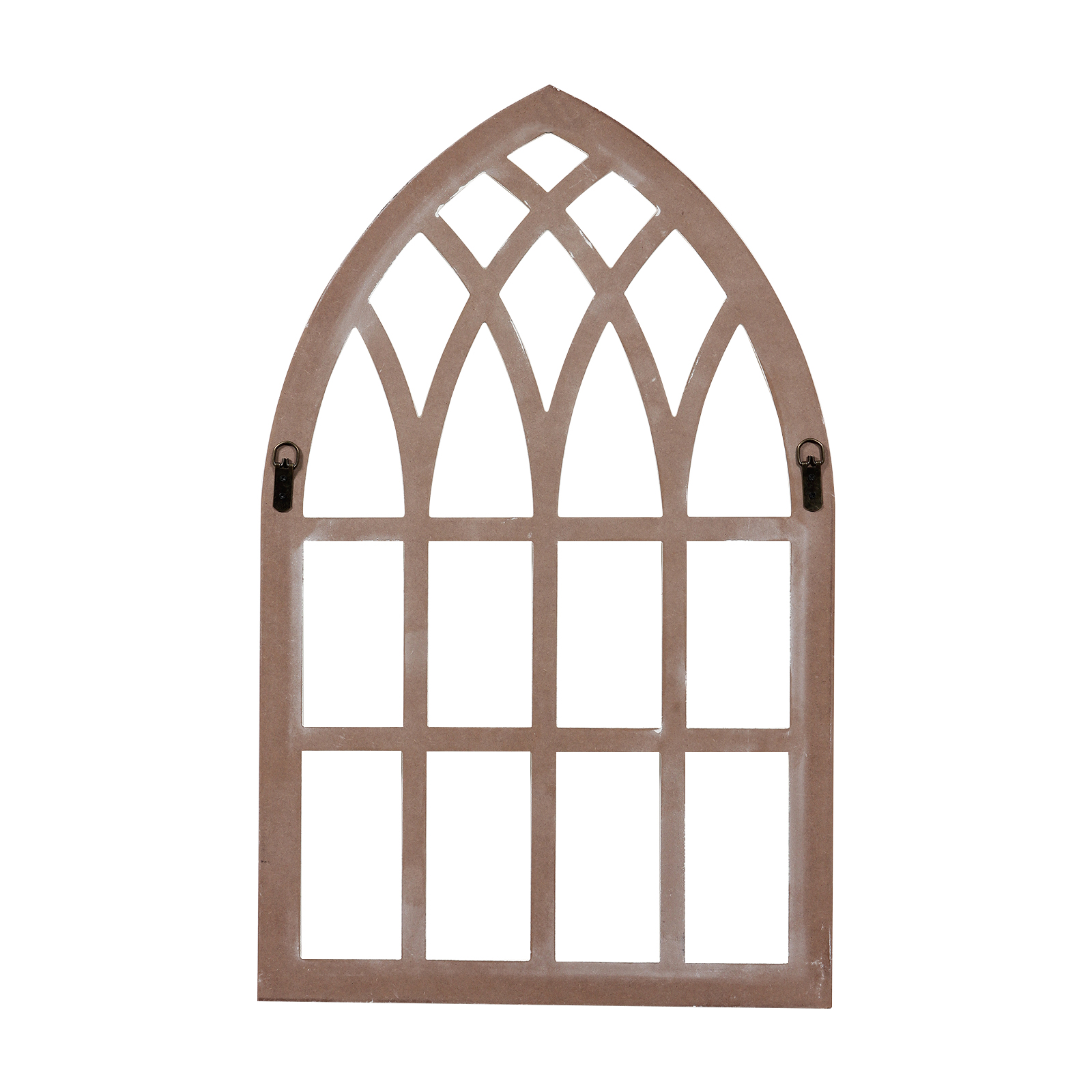 Rustic Arched Window Frame 20 x 32 Inch, Hanging Distressed White Window Pane Wall Decor