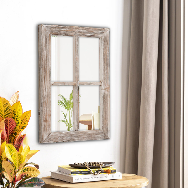 Rustic Distressed Wood Frame Vintage Hanging Mirrors for Wall 11x16
