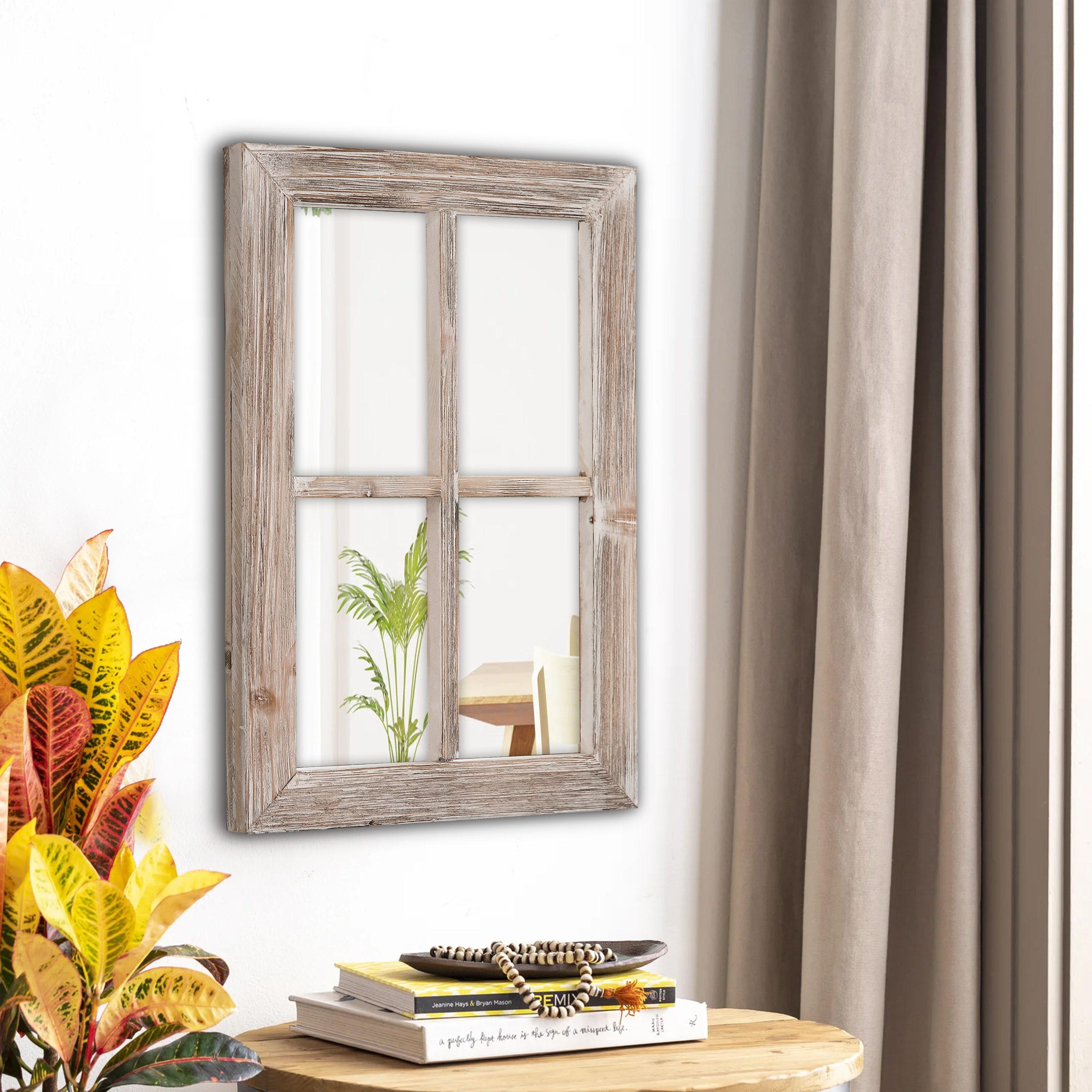 Rustic Distressed Wood Frame Vintage Hanging Mirrors for Wall 11x16