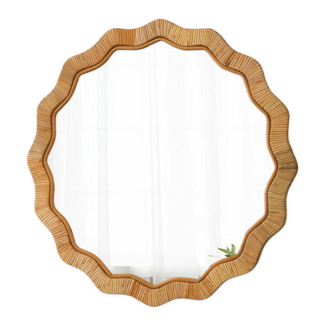 Wall Mirror Rattan Mirror Decor Round Boho Mirror 24in