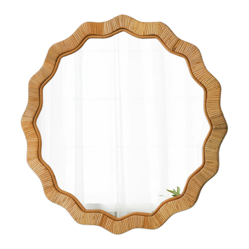 Wall Mirror Rattan Mirror Decor Round Boho Mirror 24in