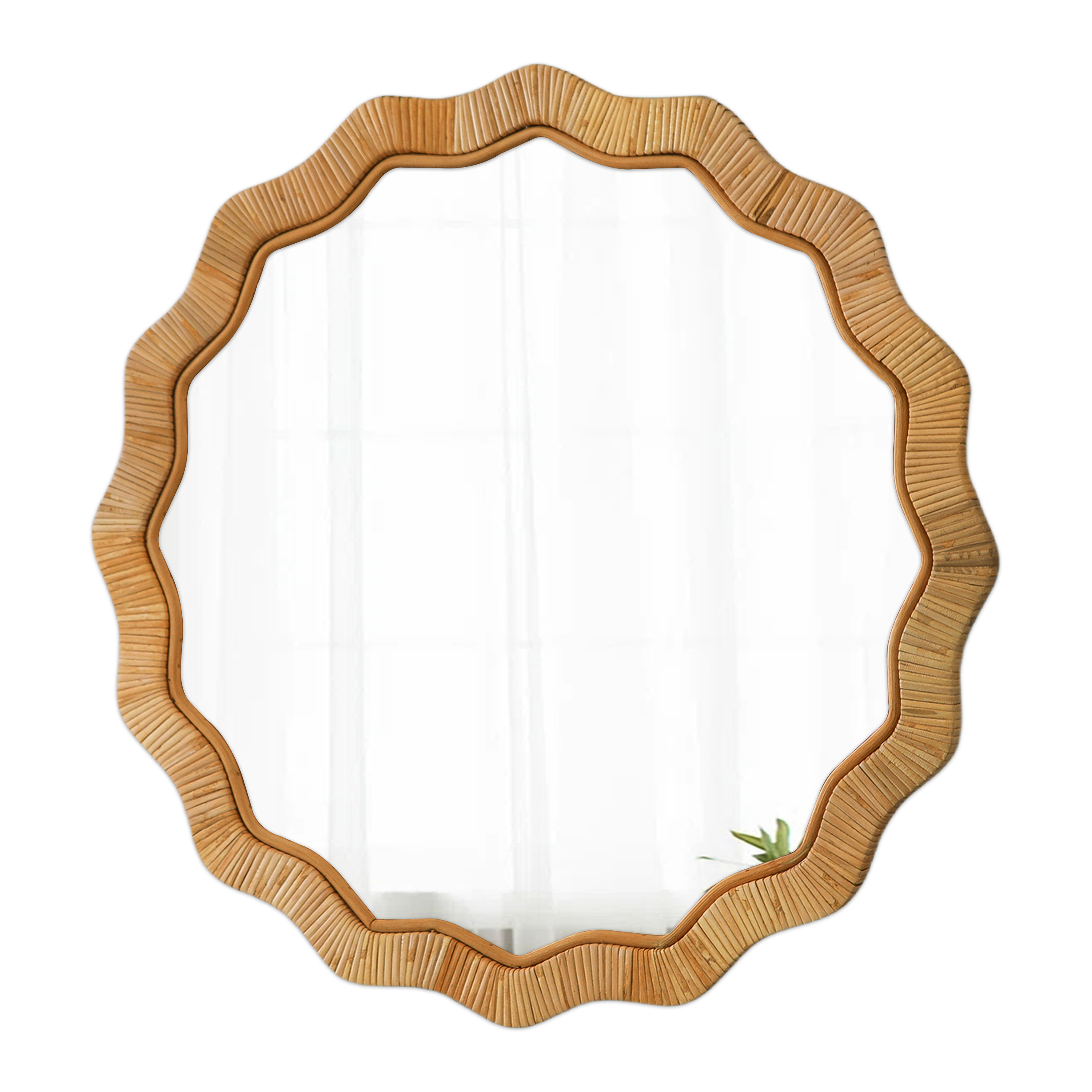 Wall Mirror Rattan Mirror Decor Round Boho Mirror 24in
