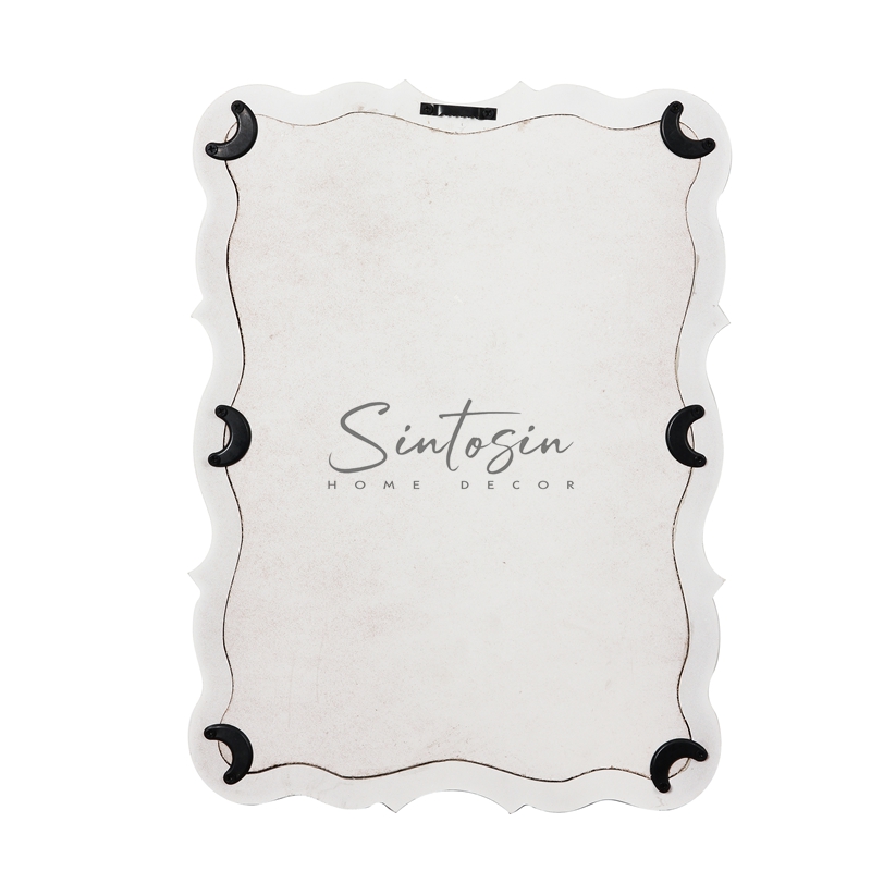 White Sculpted Wood Bathroom Vanity Mirror