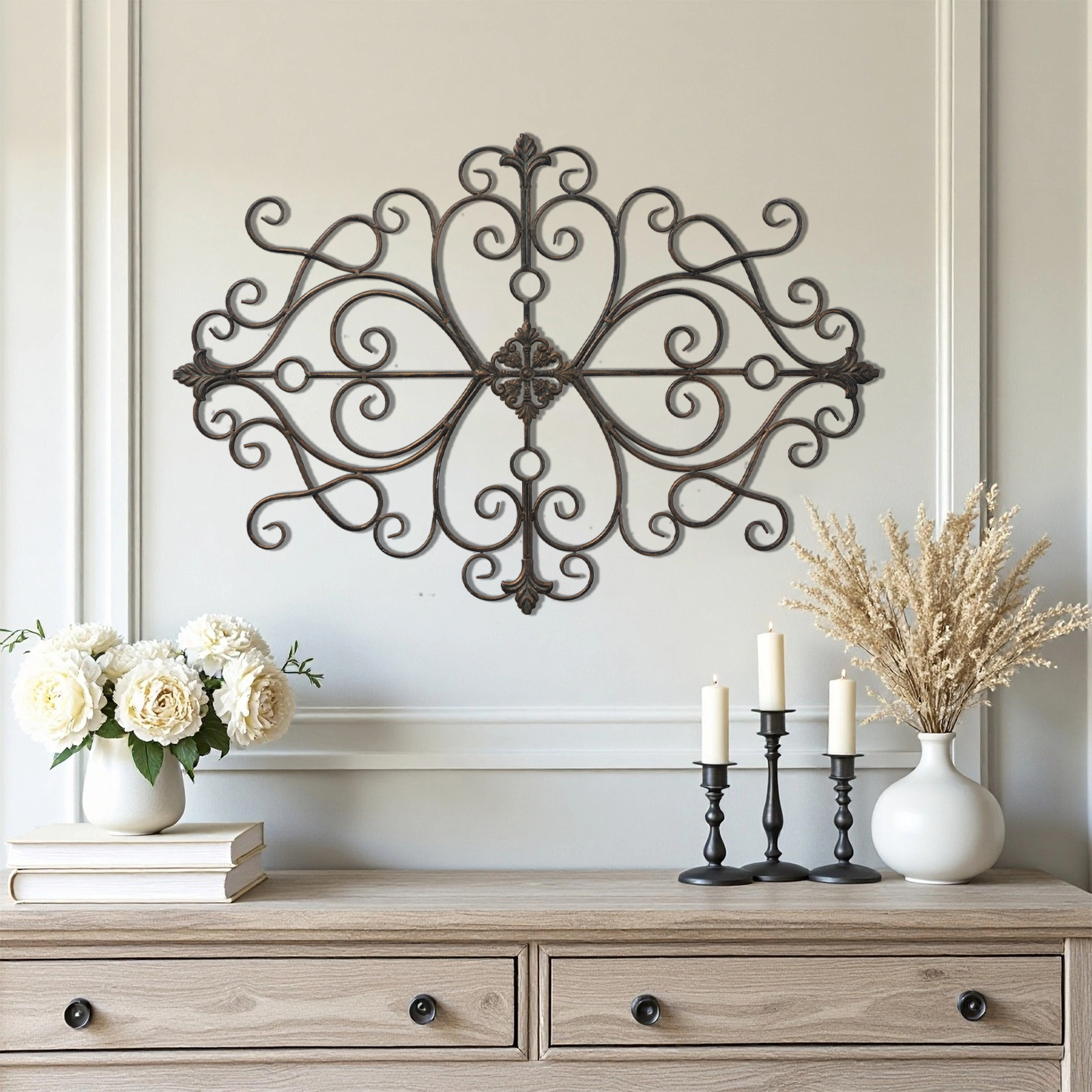 Metal Scroll Wall Decor Rustic Iron Wall Medallion Small Traditional Metal Scroll Wall Art