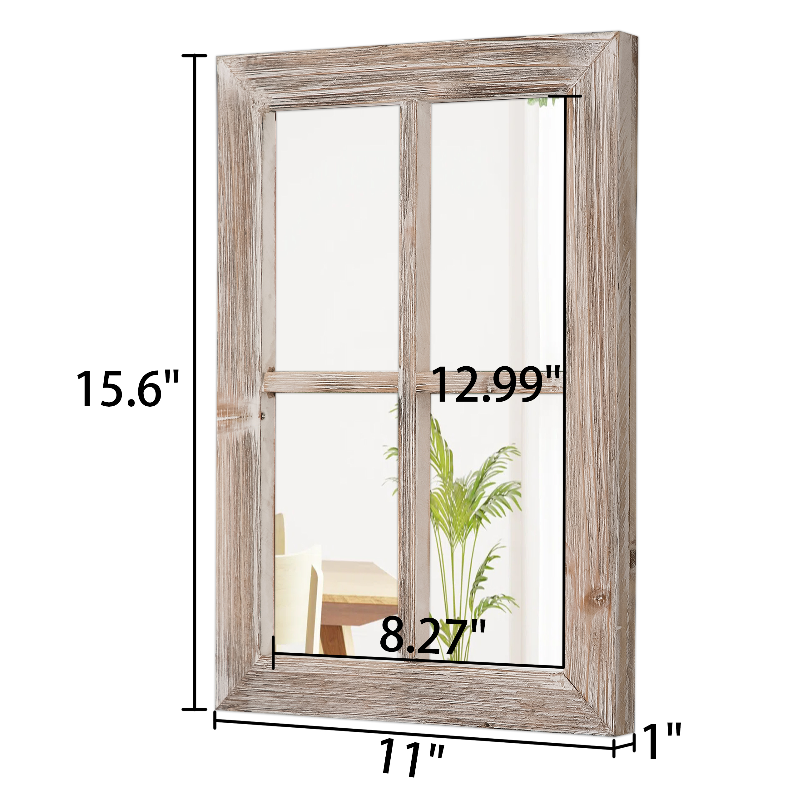 Rustic Distressed Wood Frame Vintage Hanging Mirrors for Wall 11x16
