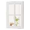 Rustic White Wood Frame Window Mirror Rectangle for Wall