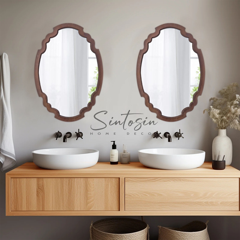 24inch Farmhouse Sculpted Oval Mirrors for Wall Decor