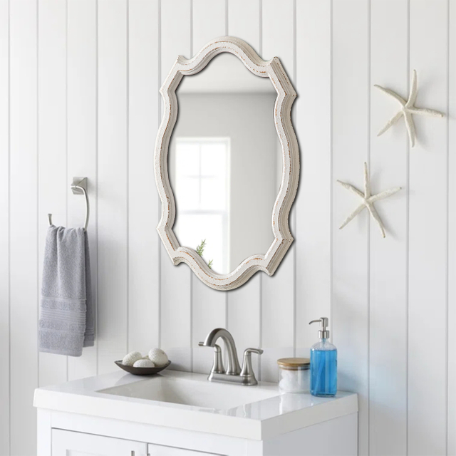 Rustic Scalloped Oval Telescope Mirror 13