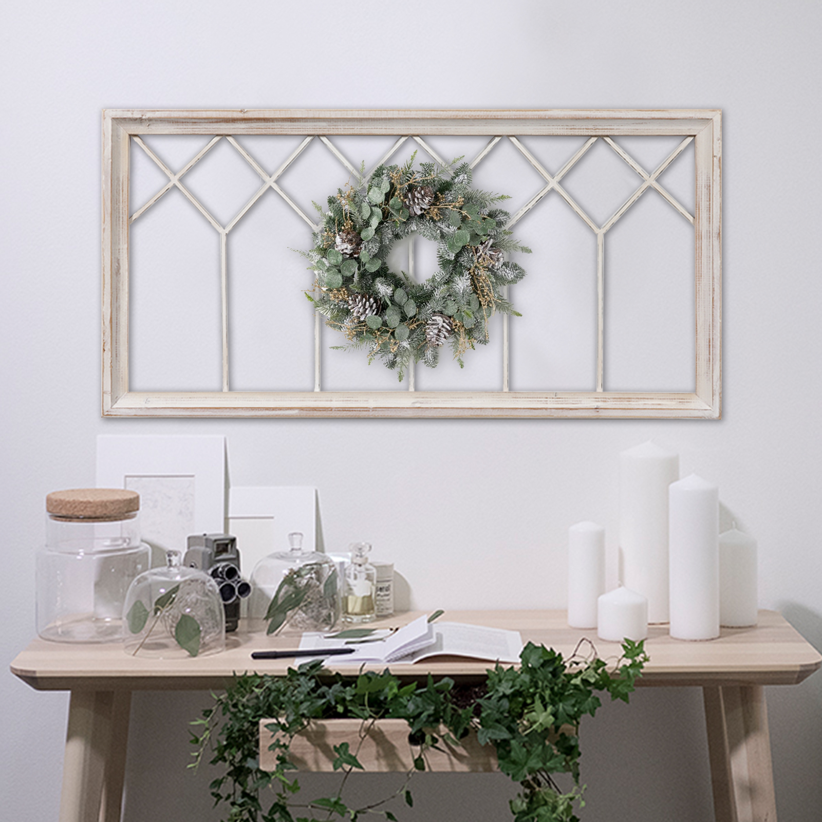 Wood Window Frame Wall Decor Hanging Distressed White Farmhouse Decor