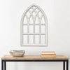 Rustic Arched Window Frame 20 x 32 Inch, Hanging Distressed White Window Pane Wall Decor