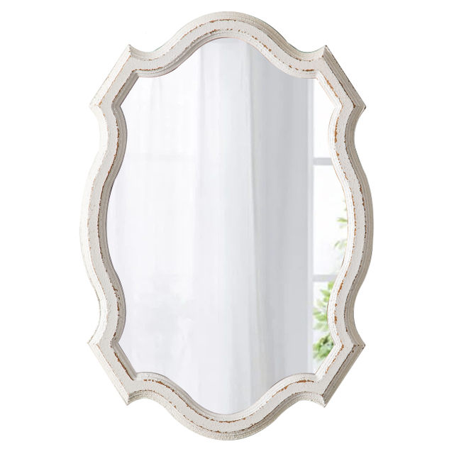 Rustic Scalloped Oval Telescope Mirror 13