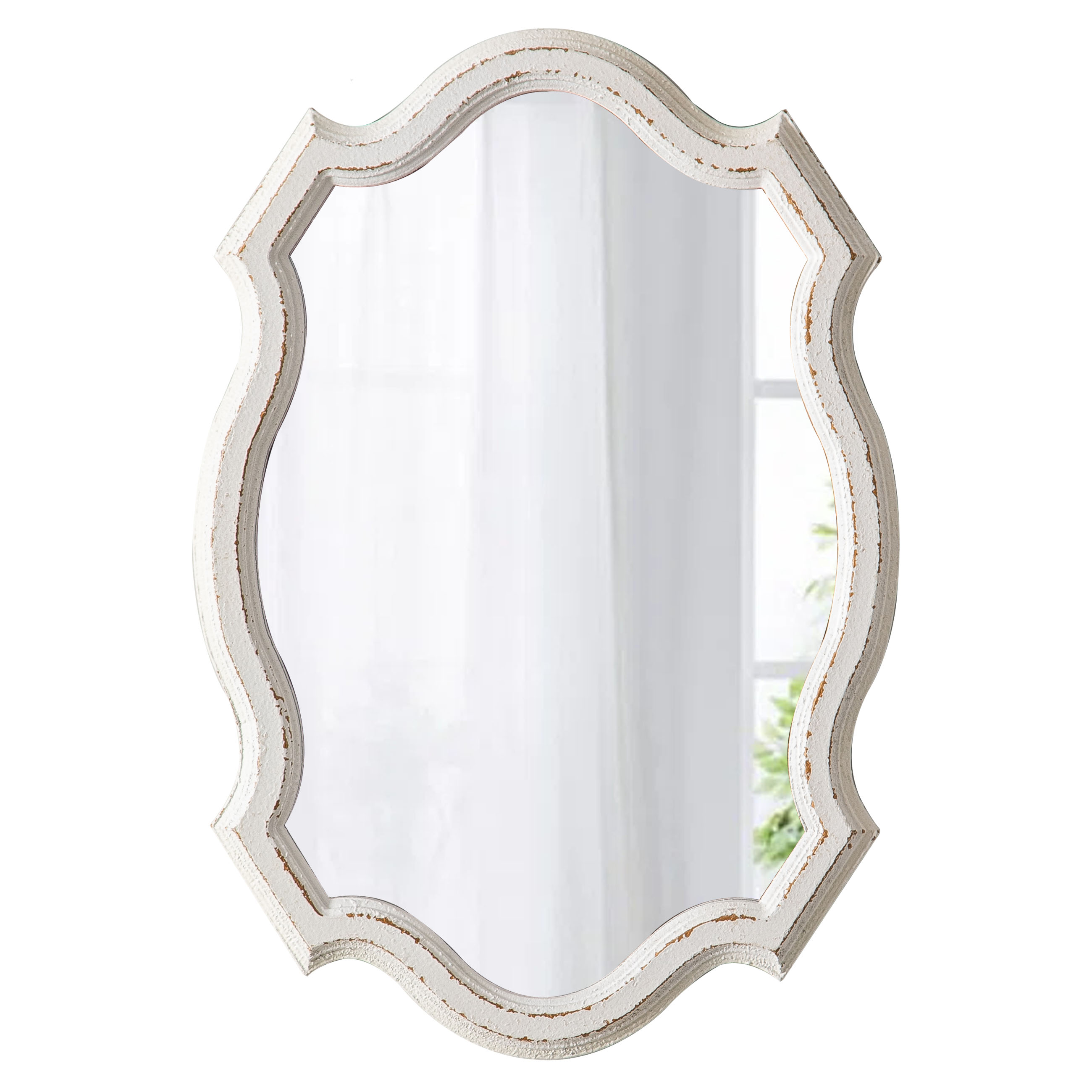 Rustic Scalloped Oval Telescope Mirror 13