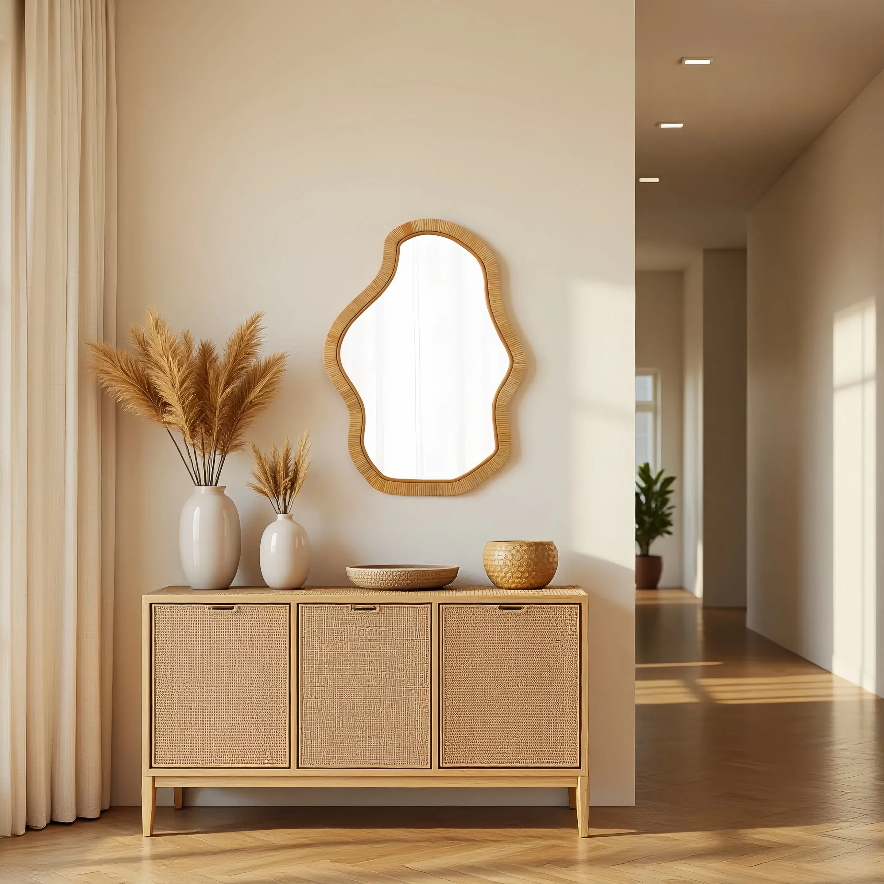 Rattan Mirror Decor Bathroom Boho Mirror 24