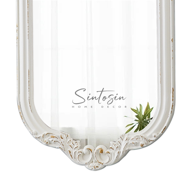 30inch Farmhouse Sculpted Oval Entryway Mirror for Wall Decor