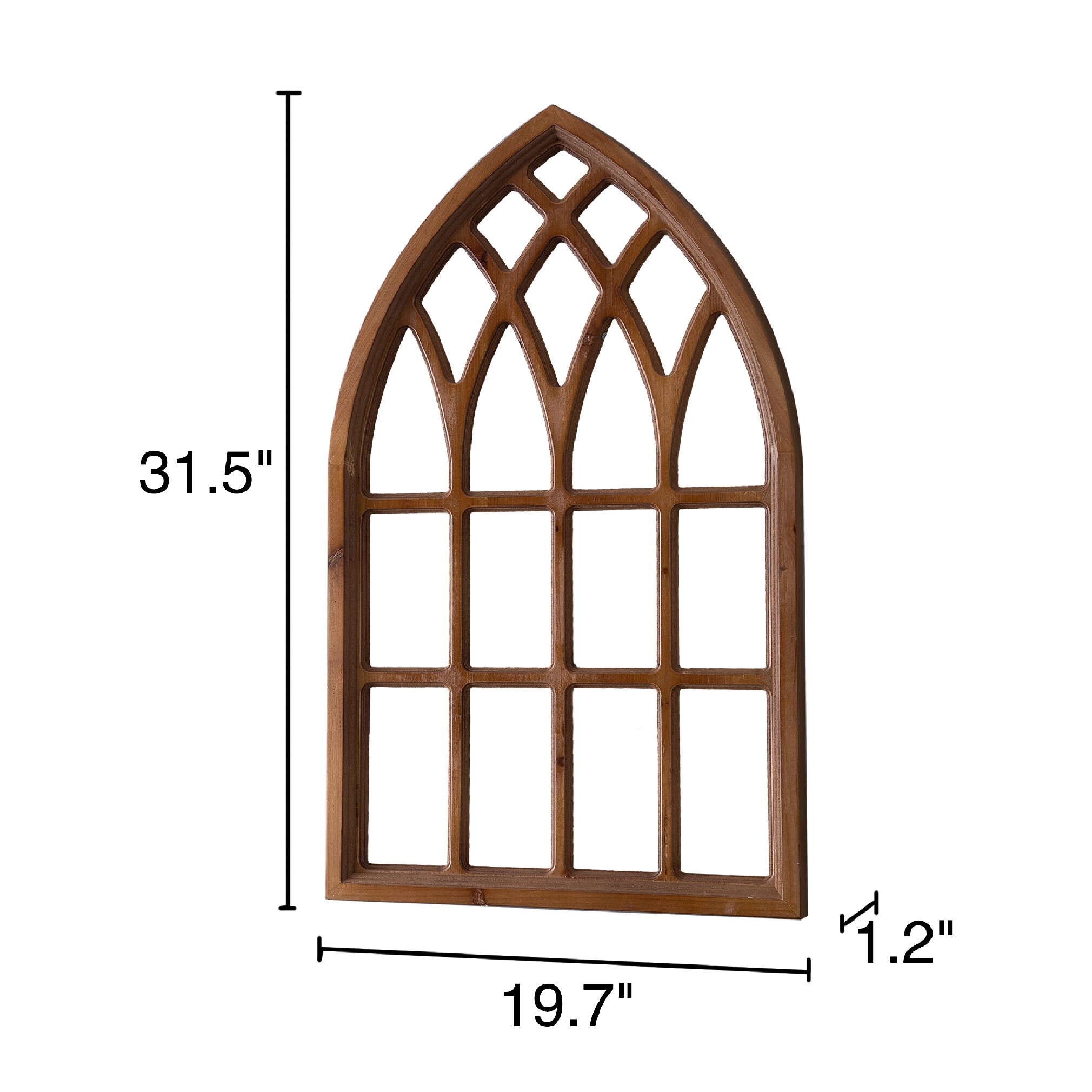Rustic Arched Window Frame 20 x 32 Inch, Hanging Distressed Wood Window Pane Wall Decor