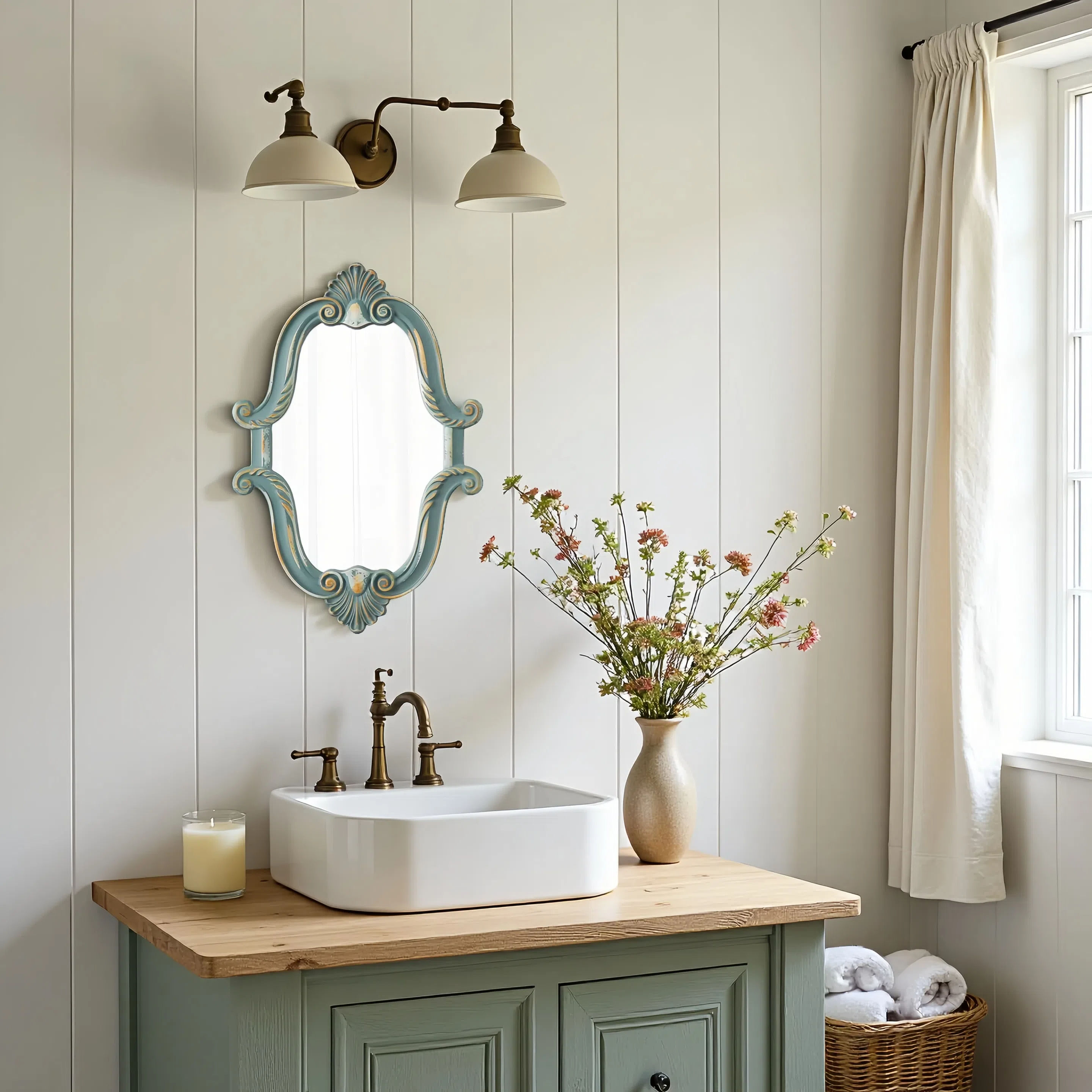 Sintosin Rustic Distressed Wood Framed Mirrors for Wall Decor 16 x 23 inch