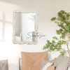 White Sculpted Wood Bathroom Vanity Mirror
