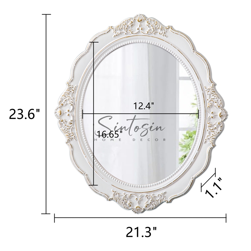 Vintage Oval Wall Mirror 21 x 24 inch
