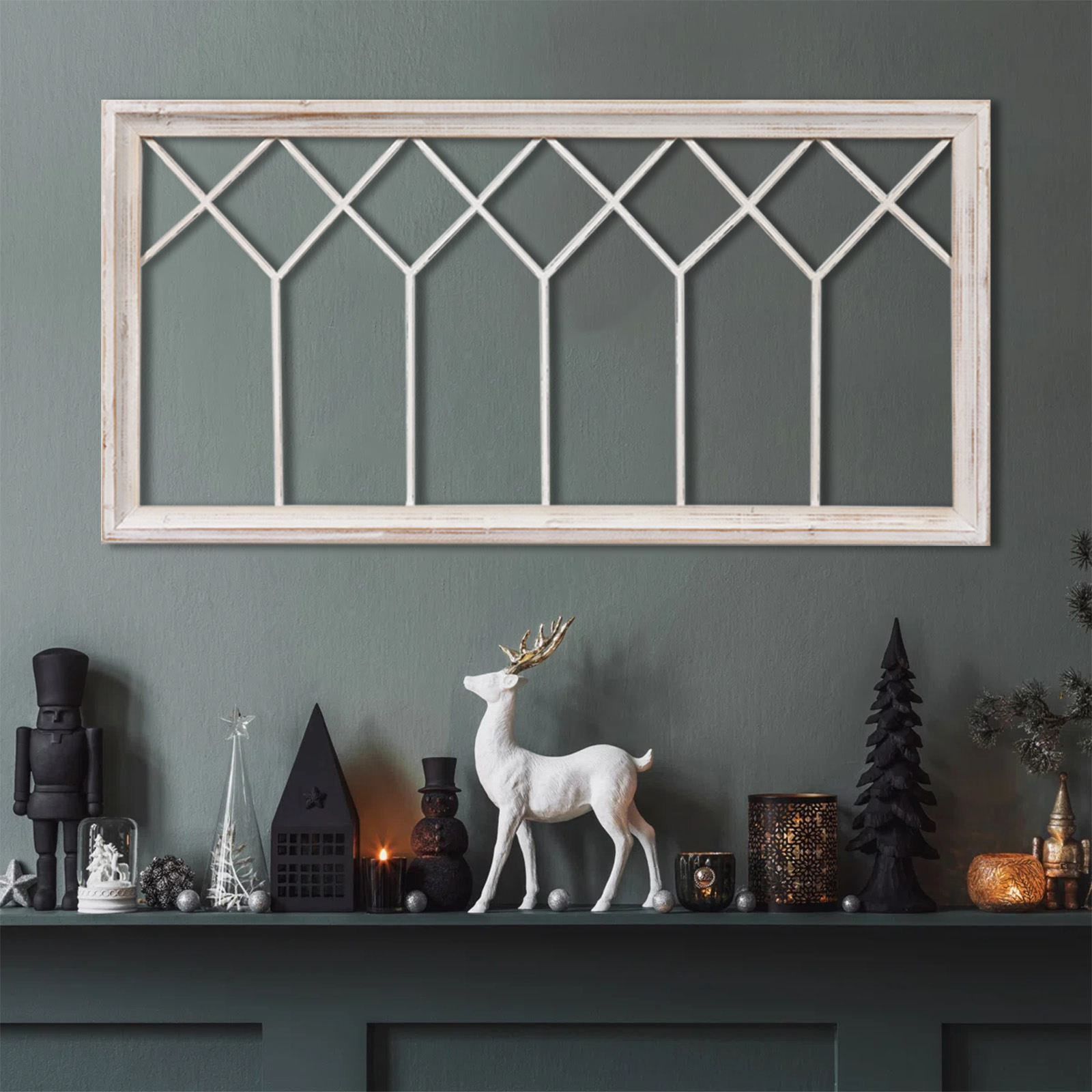 Wood Window Frame Wall Decor Hanging Distressed White Farmhouse Decor