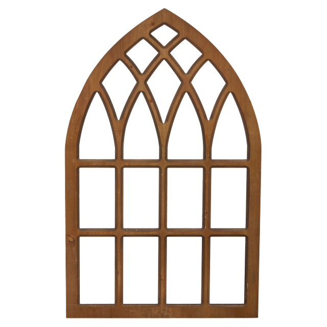 Rustic Wood Arched Window Frame, Hanging Distressed Window Pane Wall Decor