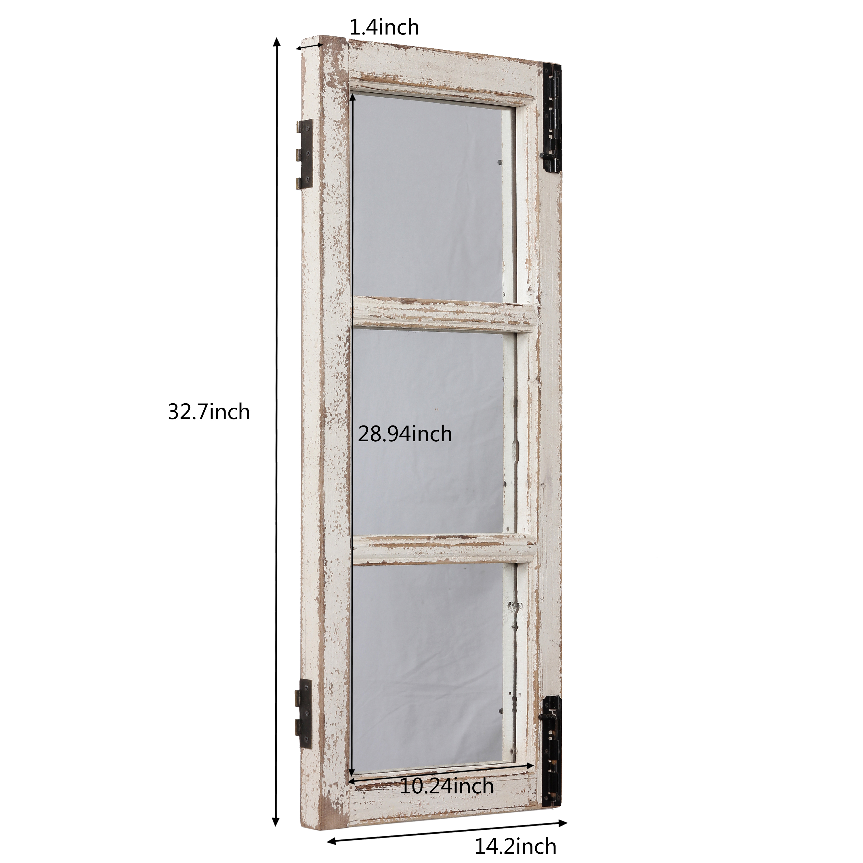 Handmade Wooden Hanging Distressed White Rustic Window Mirrors for Wall Decor