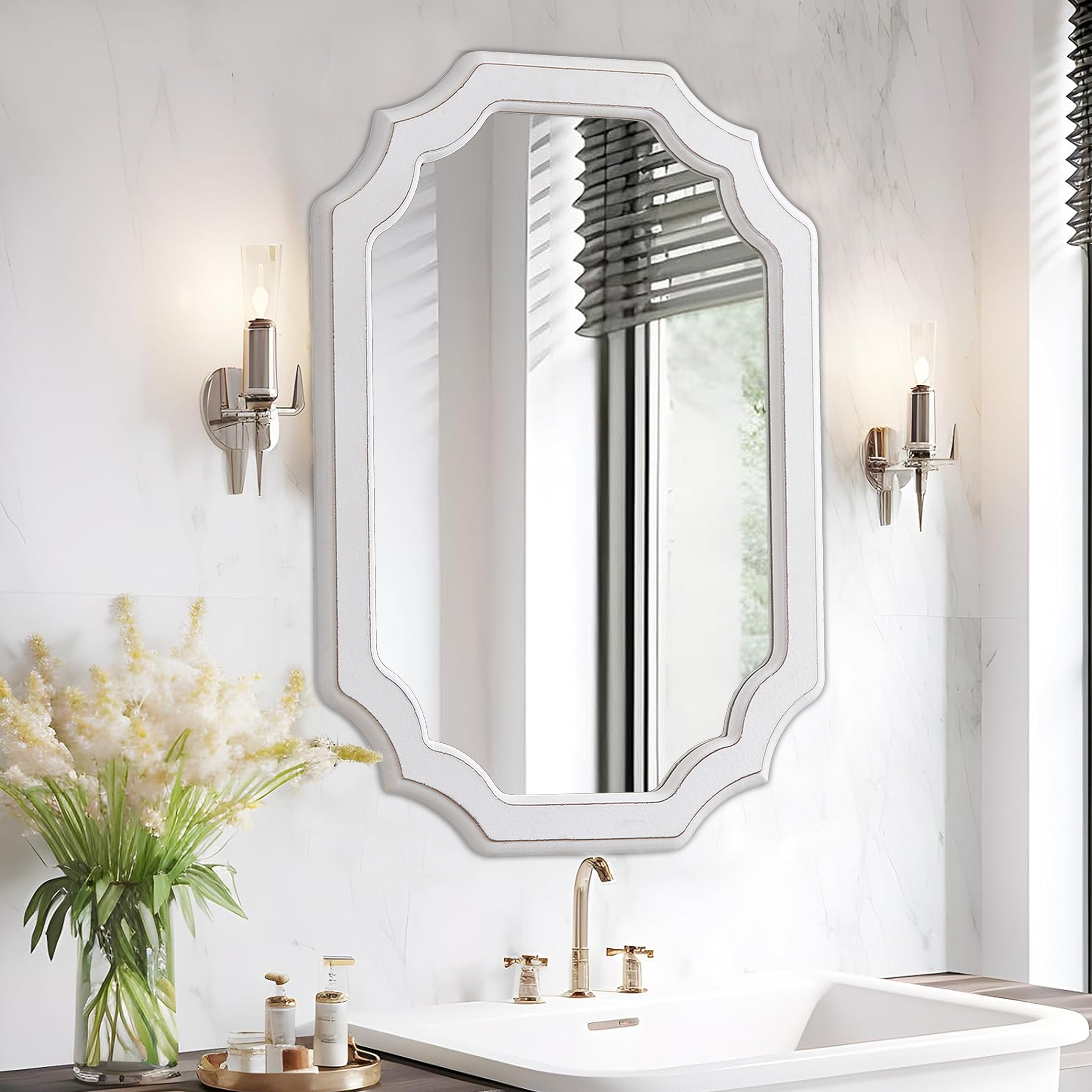 Handmade Distressed White Oval Mirrors - 17x23