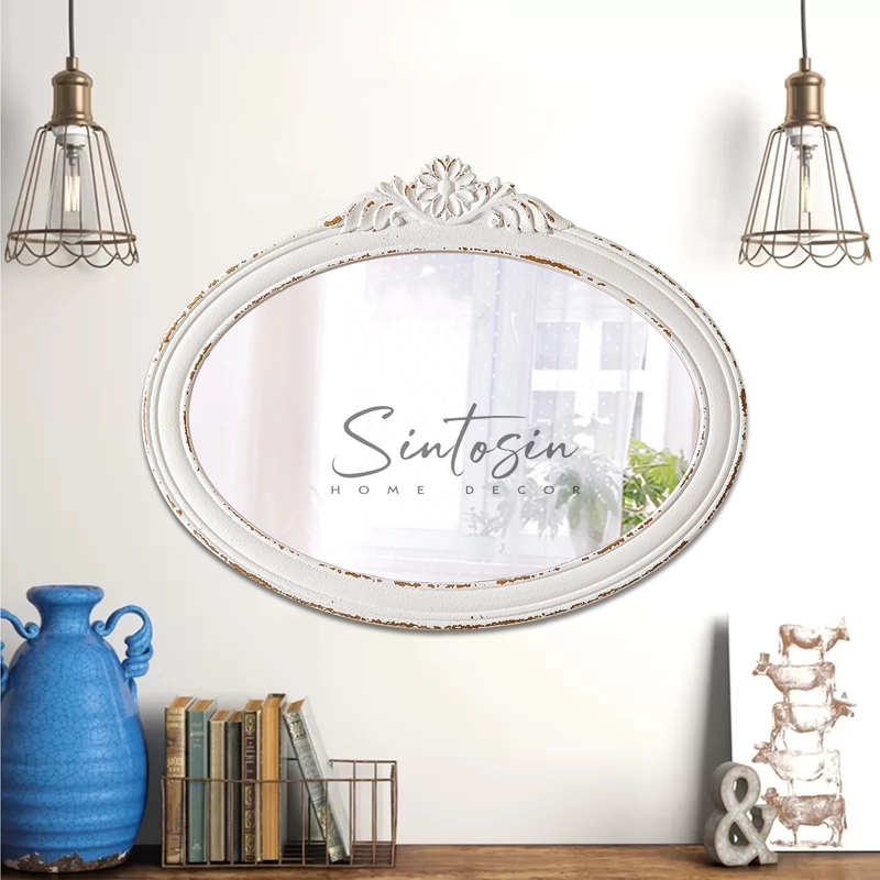 Carvings Rustic Oval Mirrors for Wall 18 X 24 Inch
