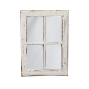 Farmhouse Distressed White Wood Frame Mirror Rectangle for Wall