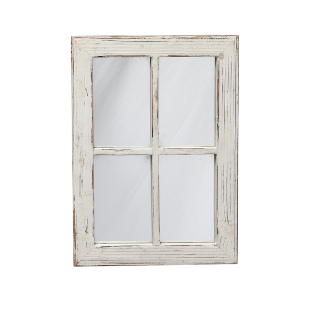 Farmhouse Distressed White Wood Frame Mirror Rectangle for Wall