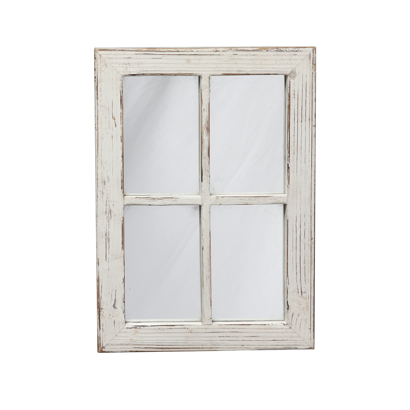 Farmhouse Distressed White Wood Frame Mirror Rectangle for Wall