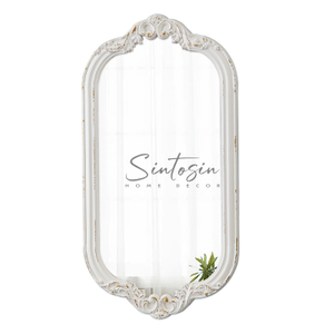 30inch Farmhouse Sculpted Oval Entryway Mirror for Wall Decor