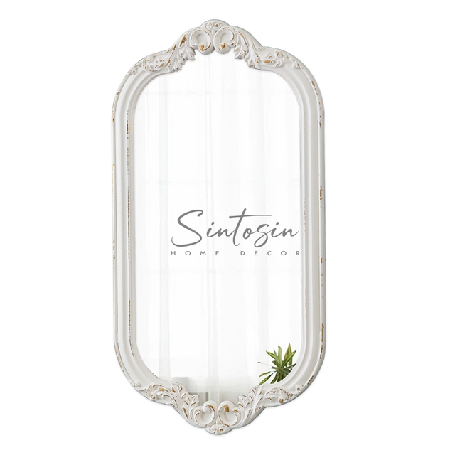 30inch Farmhouse Sculpted Oval Entryway Mirror for Wall Decor