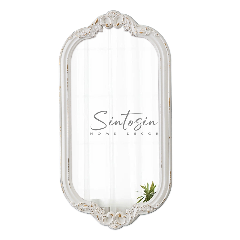 30inch Farmhouse Sculpted Oval Entryway Mirror for Wall Decor