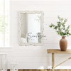 White Sculpted Wood Bathroom Vanity Mirror