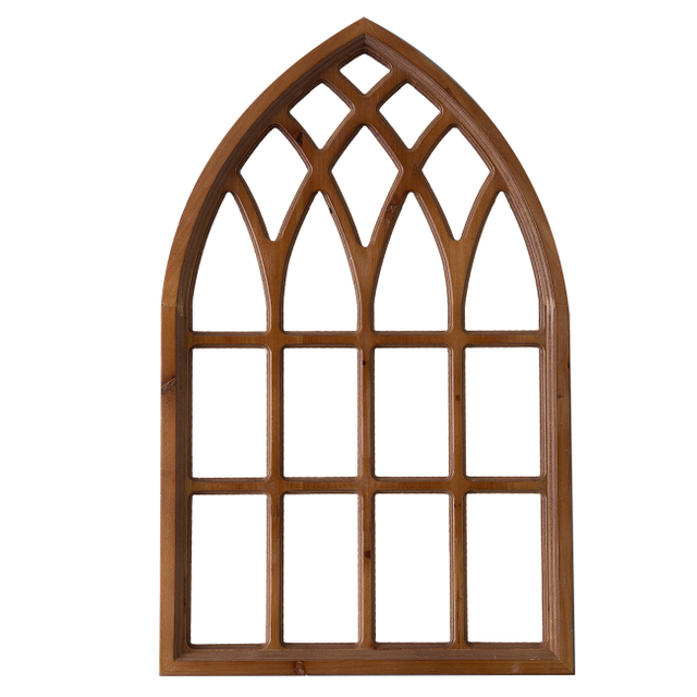 Rustic Arched Window Frame 20 x 32 Inch, Hanging Distressed Wood Window Pane Wall Decor
