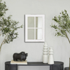 Rustic White Wood Frame Window Mirror Rectangle for Wall