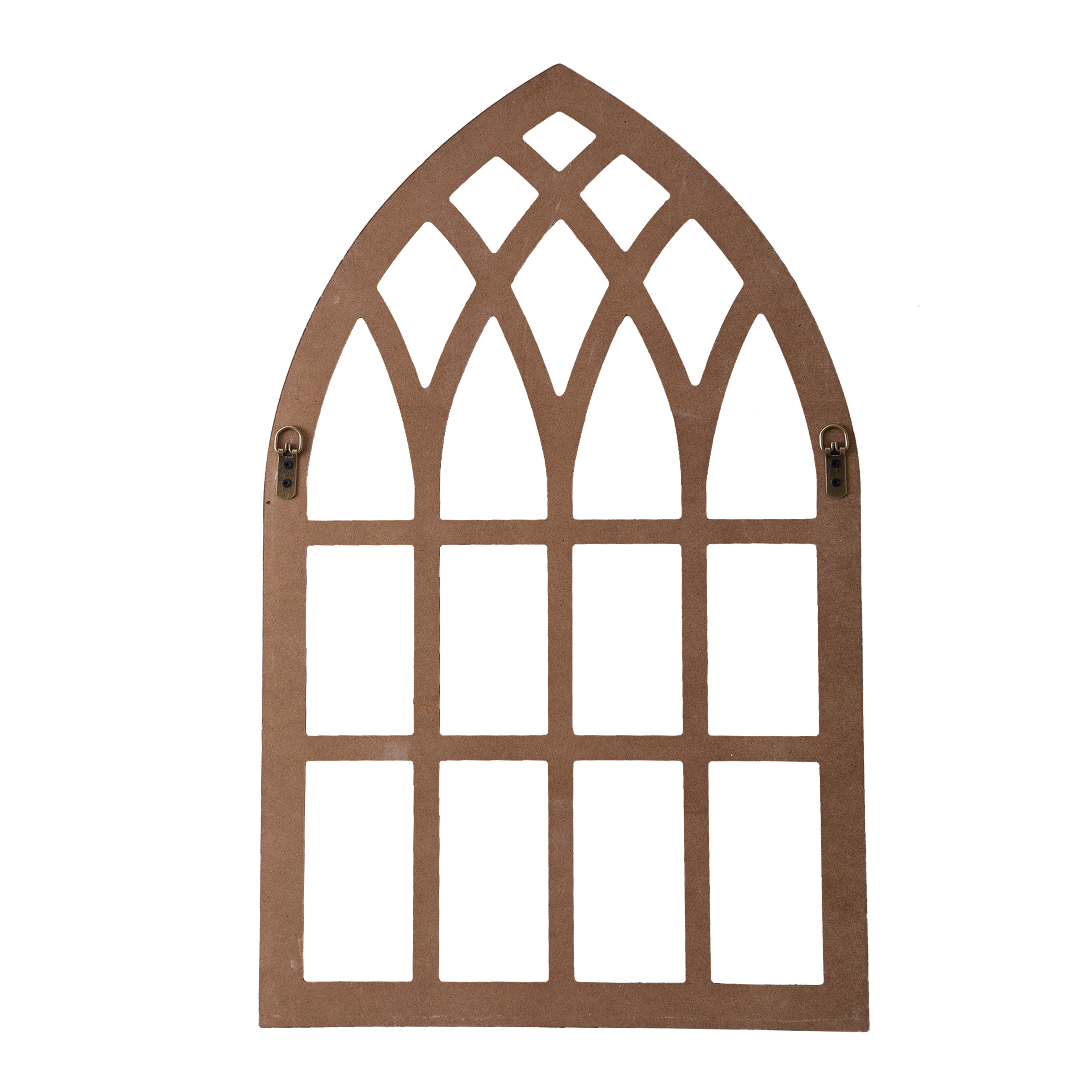 Rustic Arched Window Frame 20 x 32 Inch, Hanging Distressed Wood Window Pane Wall Decor