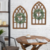 Rustic Wood Arched Window Frame, Hanging Distressed Window Pane Wall Decor