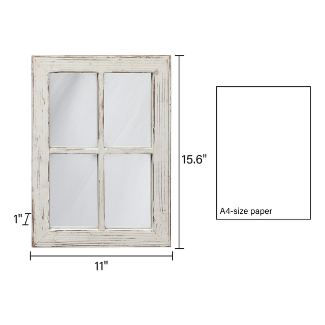 Farmhouse Distressed White Wood Frame Mirror Rectangle for Wall