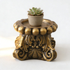Vintage Gold Pedestal Stand for Display, 5" H Resin Decorative Riser Base