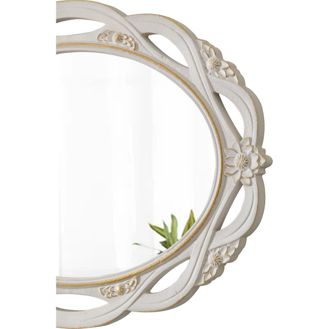 Vintage Oval Mirrors for Wall 18 X 24 Inch, White and Gold Accents