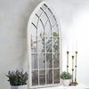 Rustic Arched Window Mirror, Distressed White, 20 x 45 inches