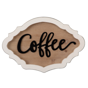 Farmhouse Coffee Bar Sign 16 Inches, Distressed White, Wood Frame