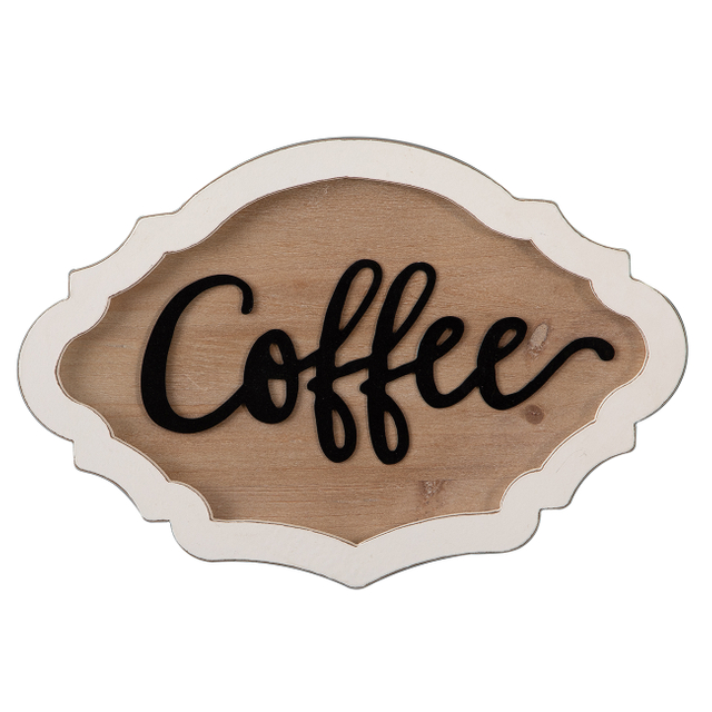 Farmhouse Coffee Bar Sign 16 Inches, Distressed White, Wood Frame