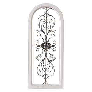Farmhouse White Wood and Metal Wall Decor 32 X 13 Inches