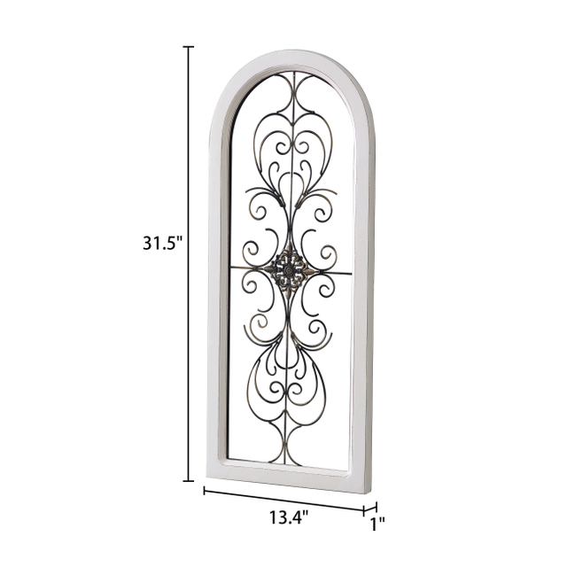 Farmhouse White Wood and Metal Wall Decor 32 X 13 Inches