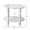 Elegant Scalloped Small White End Table, 18 Inches Tall Side Table