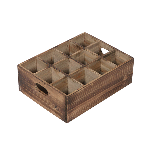 Farmhouse Wooden Storage Crate for Decoration, 12 Individual Slots